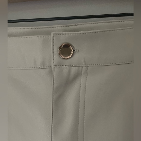 Zara Cream Pleather Wide Leg High Rise Pants Size 4 - Picture 3 of 11